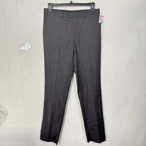 Zanetti Mens Dress Pants 34S Gray Patterned Slim Fit Career Business